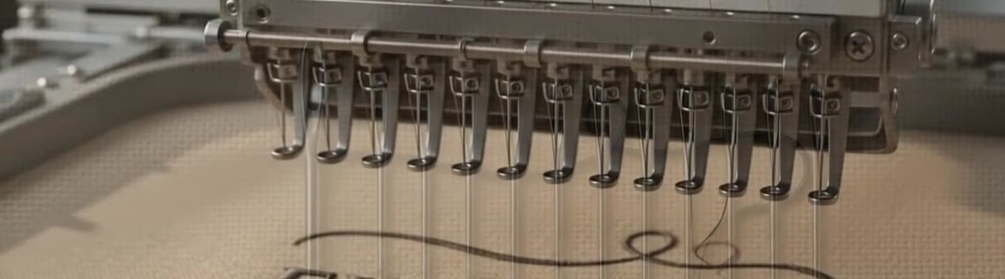 Fine Line Studio embroidery heads aligned for production